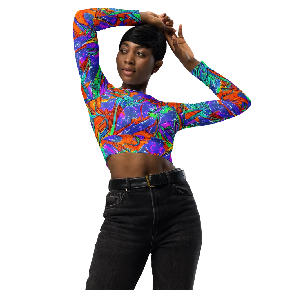 Hypercolor Splash on Long Sleeve Crop Top — Front