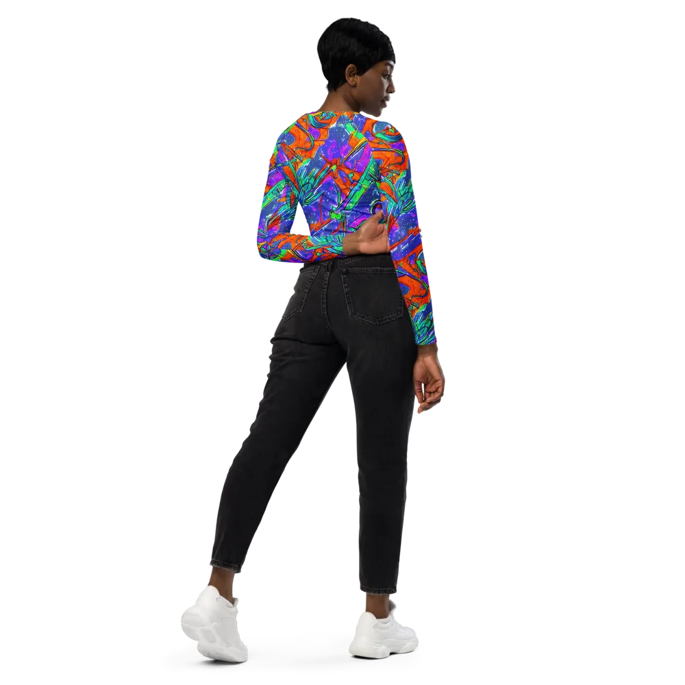Hypercolor Splash on Long Sleeve Crop Top — Right Back