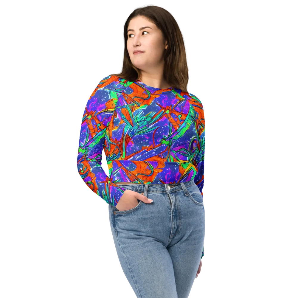Hypercolor Splash on Long Sleeve Crop Top — Front