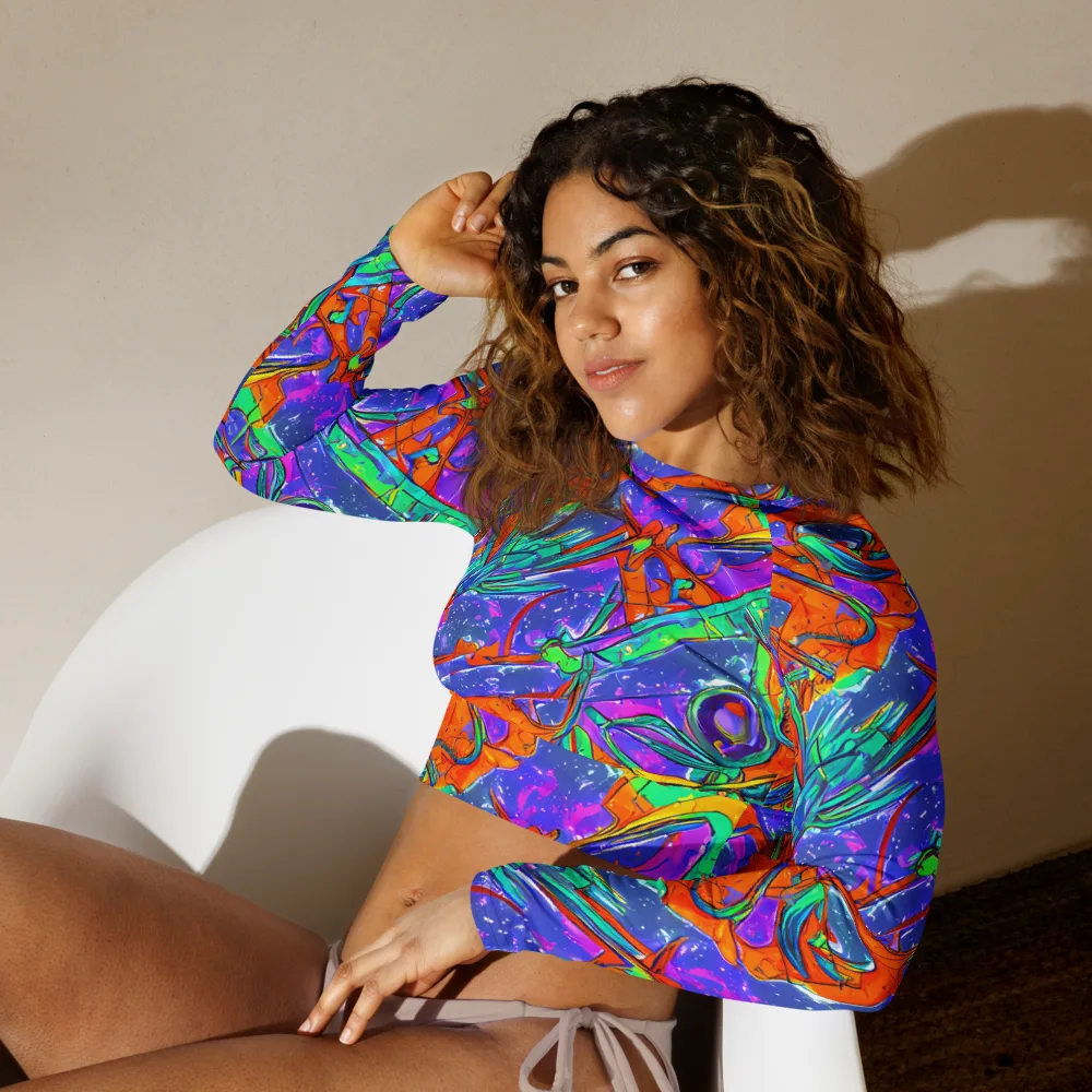 Hypercolor Splash on Long Sleeve Crop Top — Left Front
