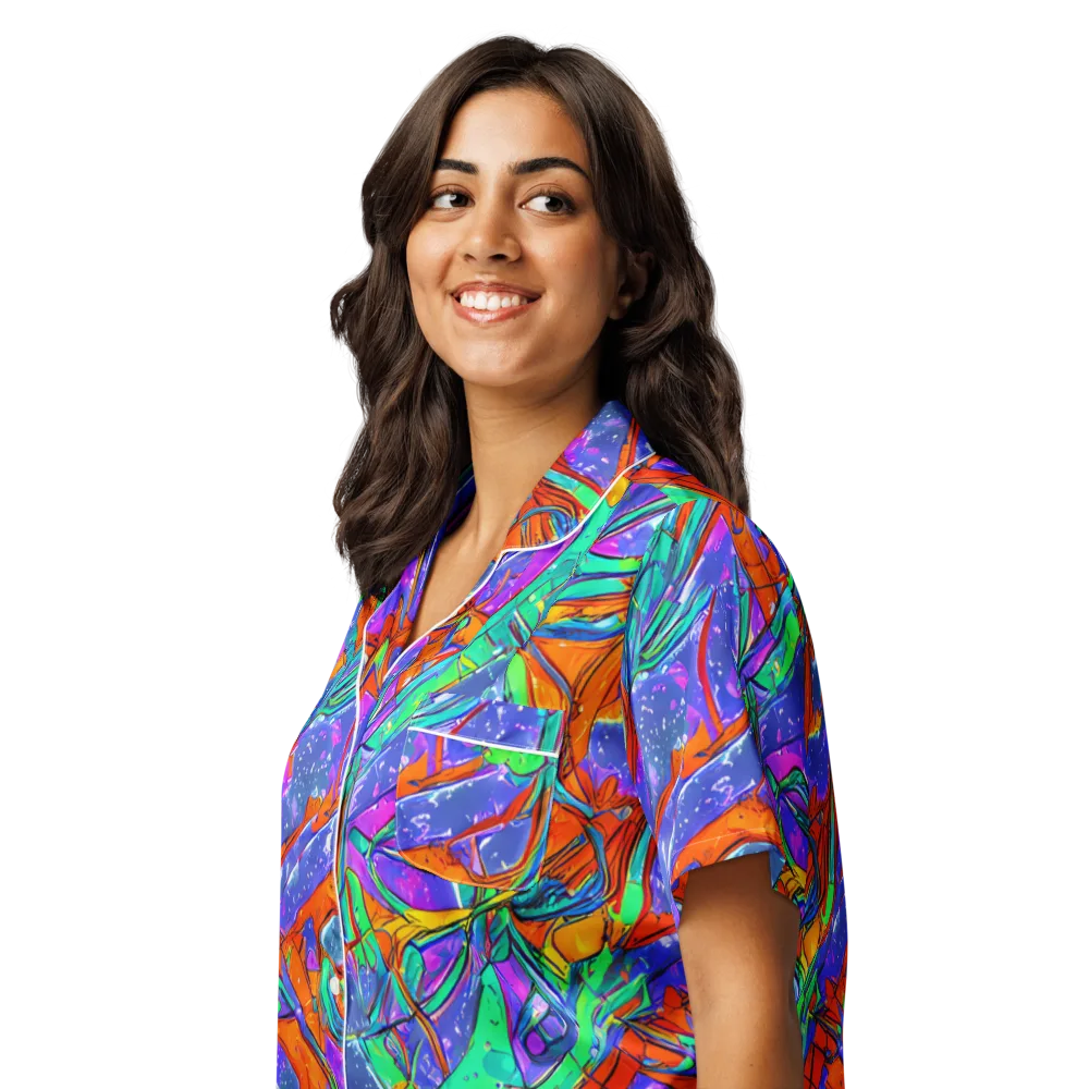 Hypercolor Splash on Women's Short Sleeve Pajama Top — Left Front