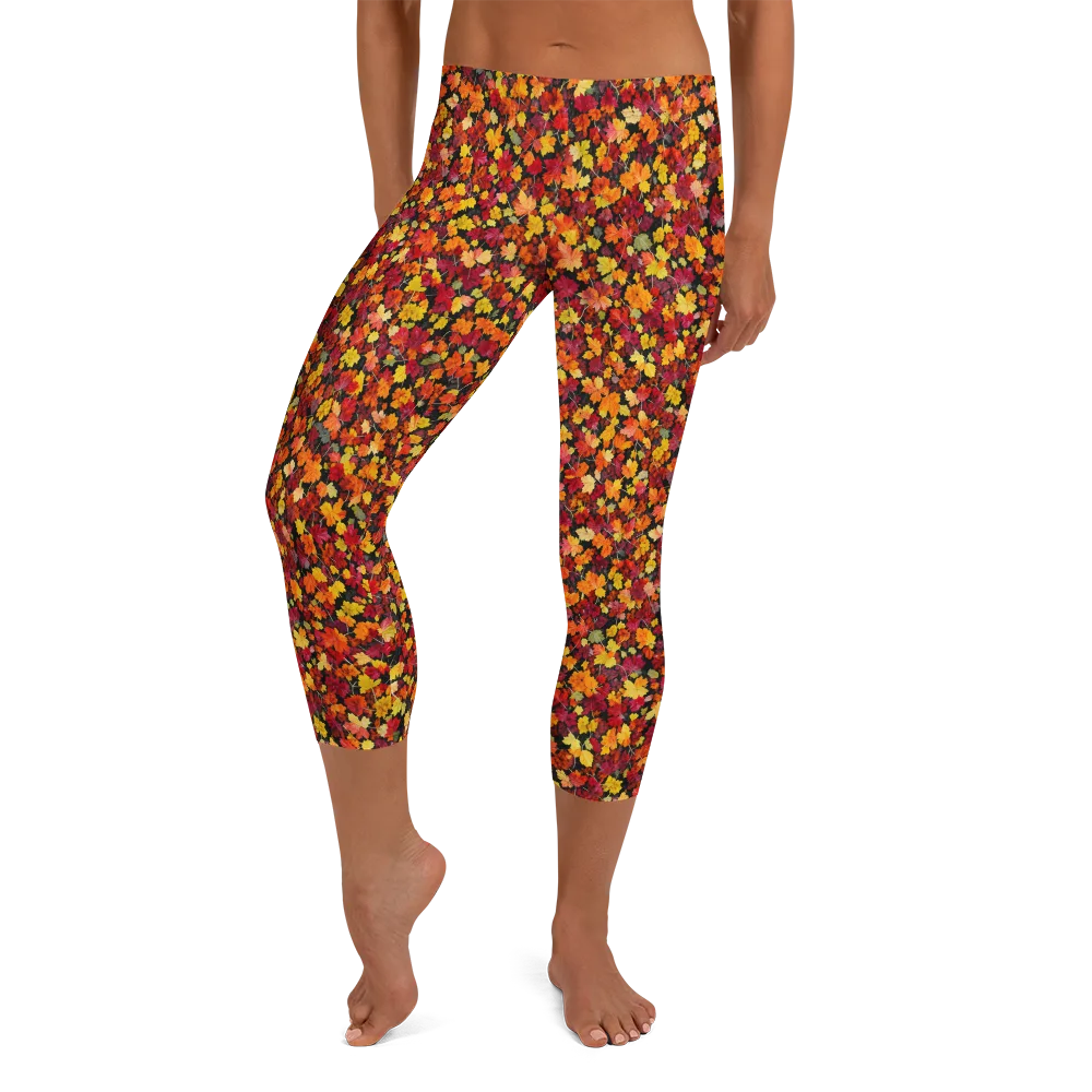 Maple Inferno on Capri Leggings — Front