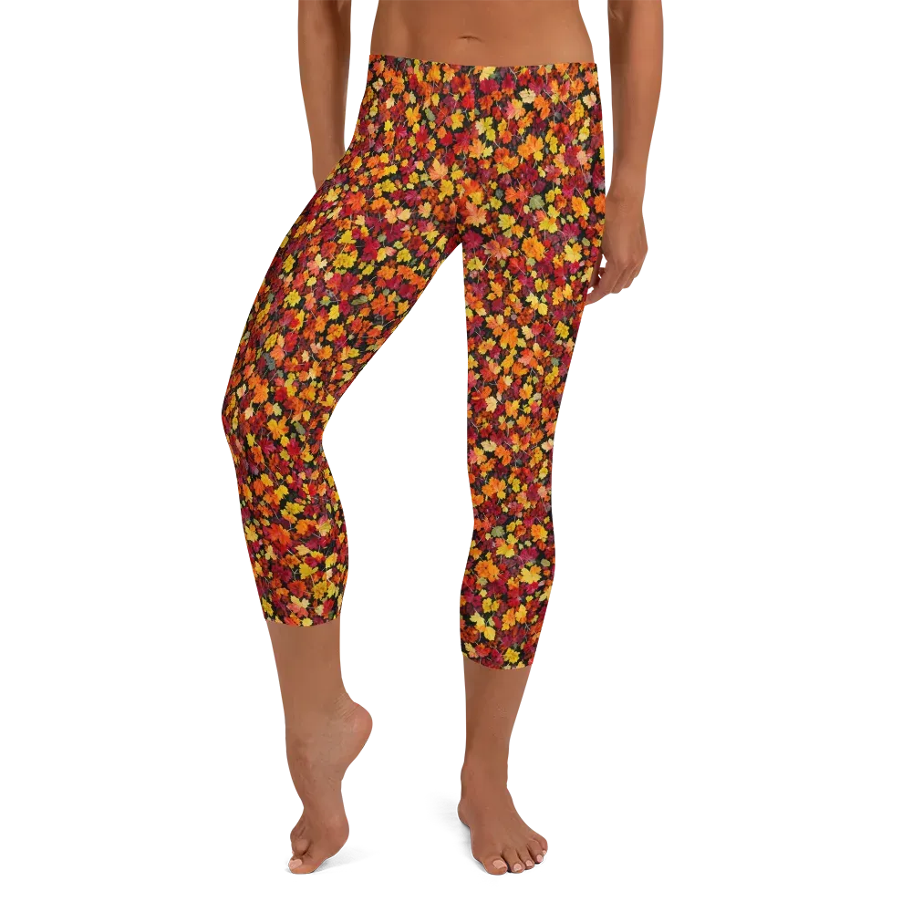 Maple Inferno on Capri Leggings — Front
