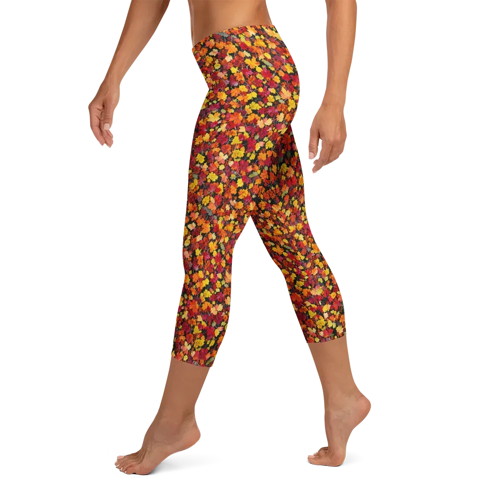 Maple Inferno on Capri Leggings — Left