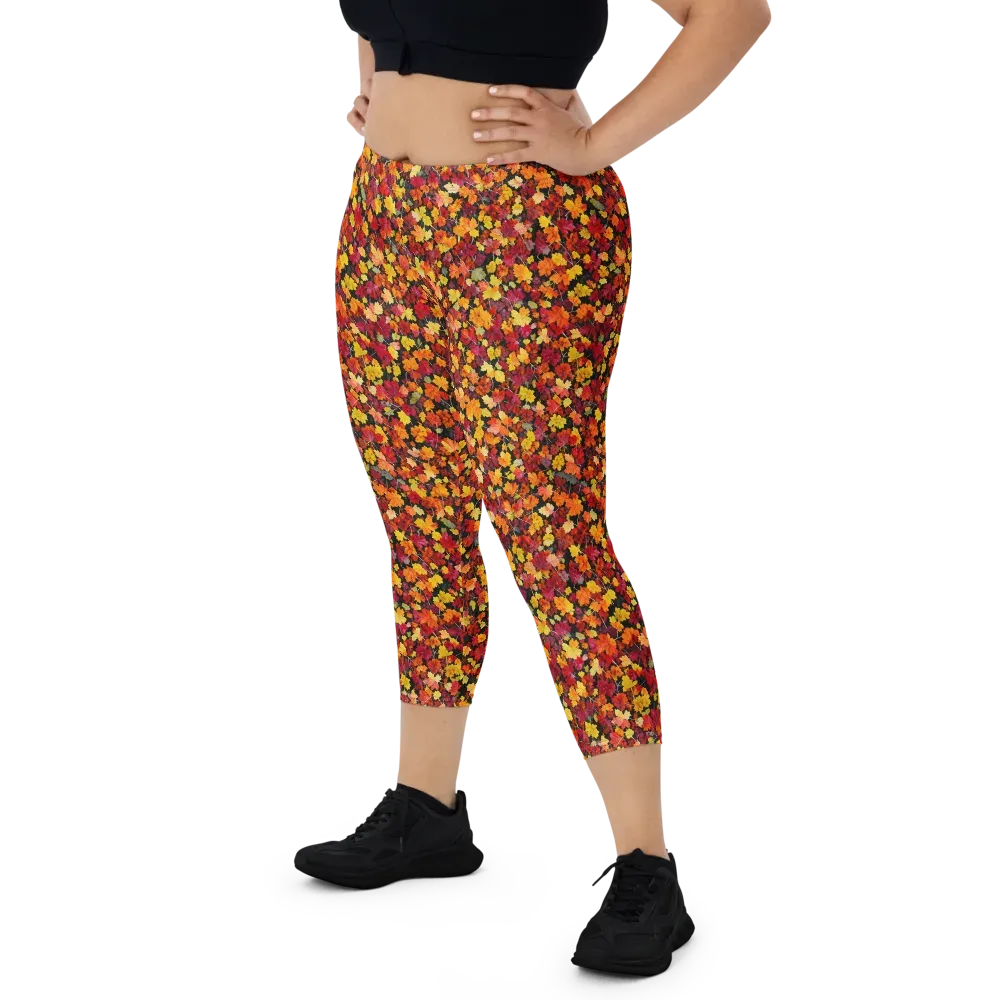Maple Inferno on Capri Leggings — Front