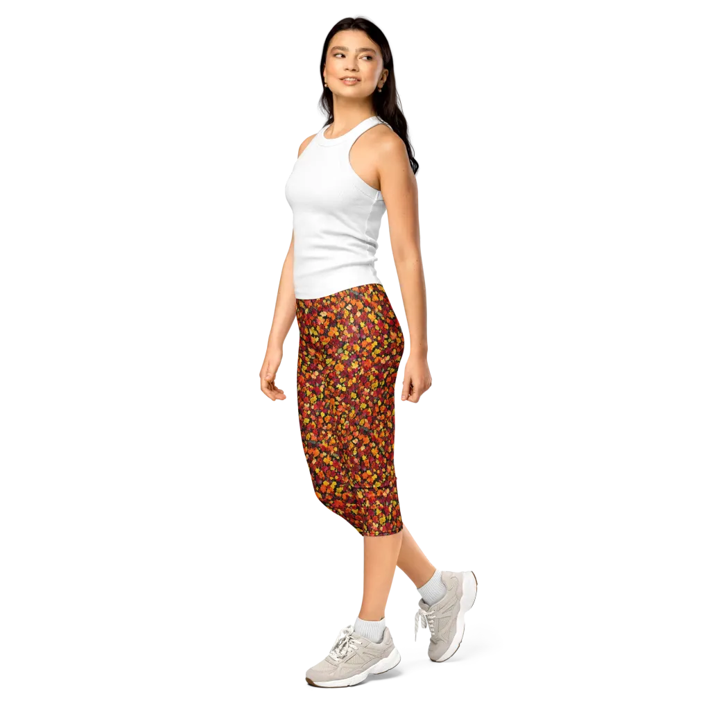 Maple Inferno on Capri Leggings — Left Front