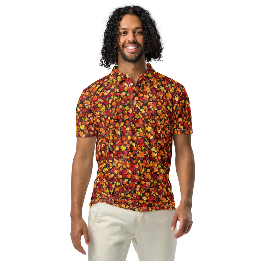 Maple Inferno on Men's Slim Fit Polo Shirt — Front