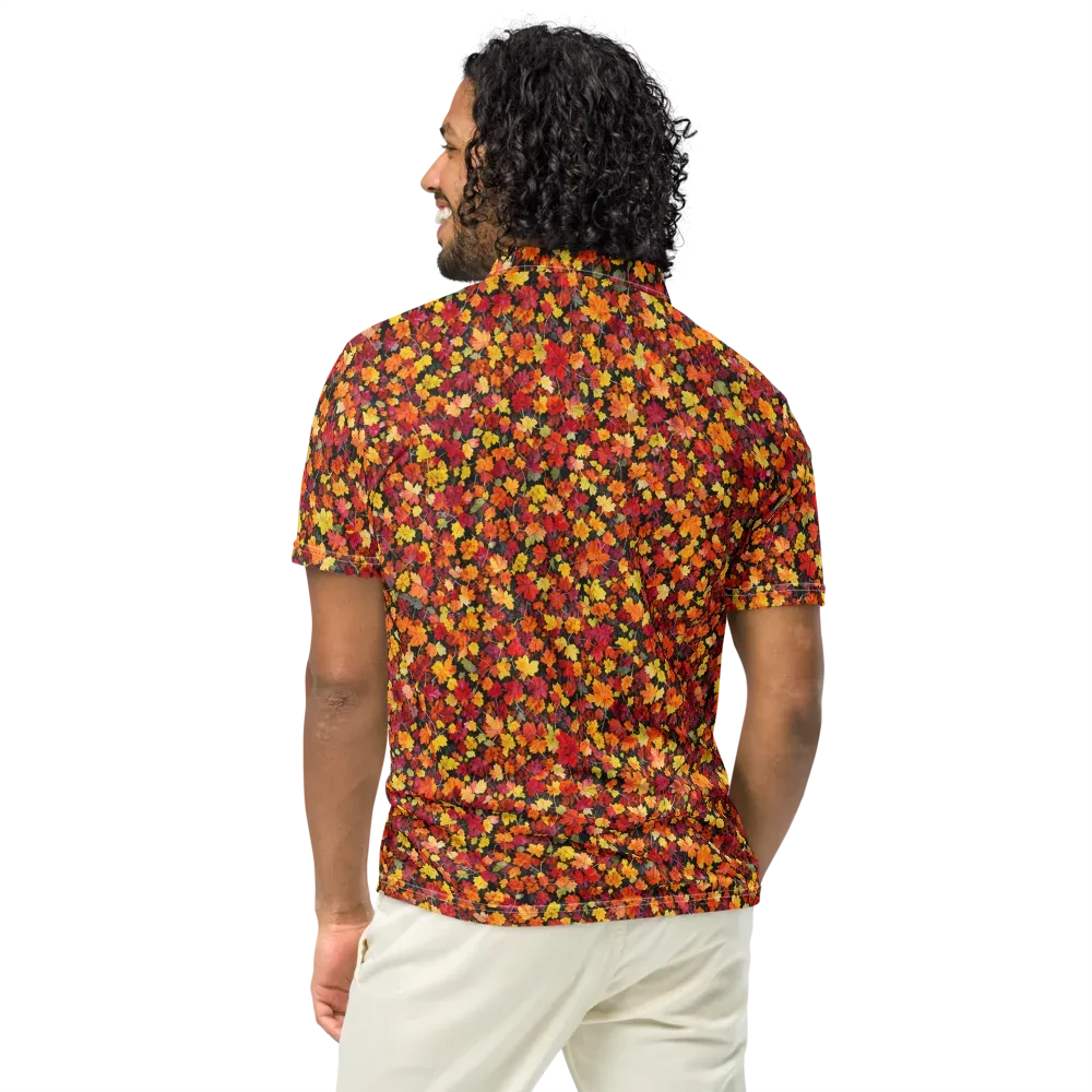 Maple Inferno on Men's Slim Fit Polo Shirt — Back