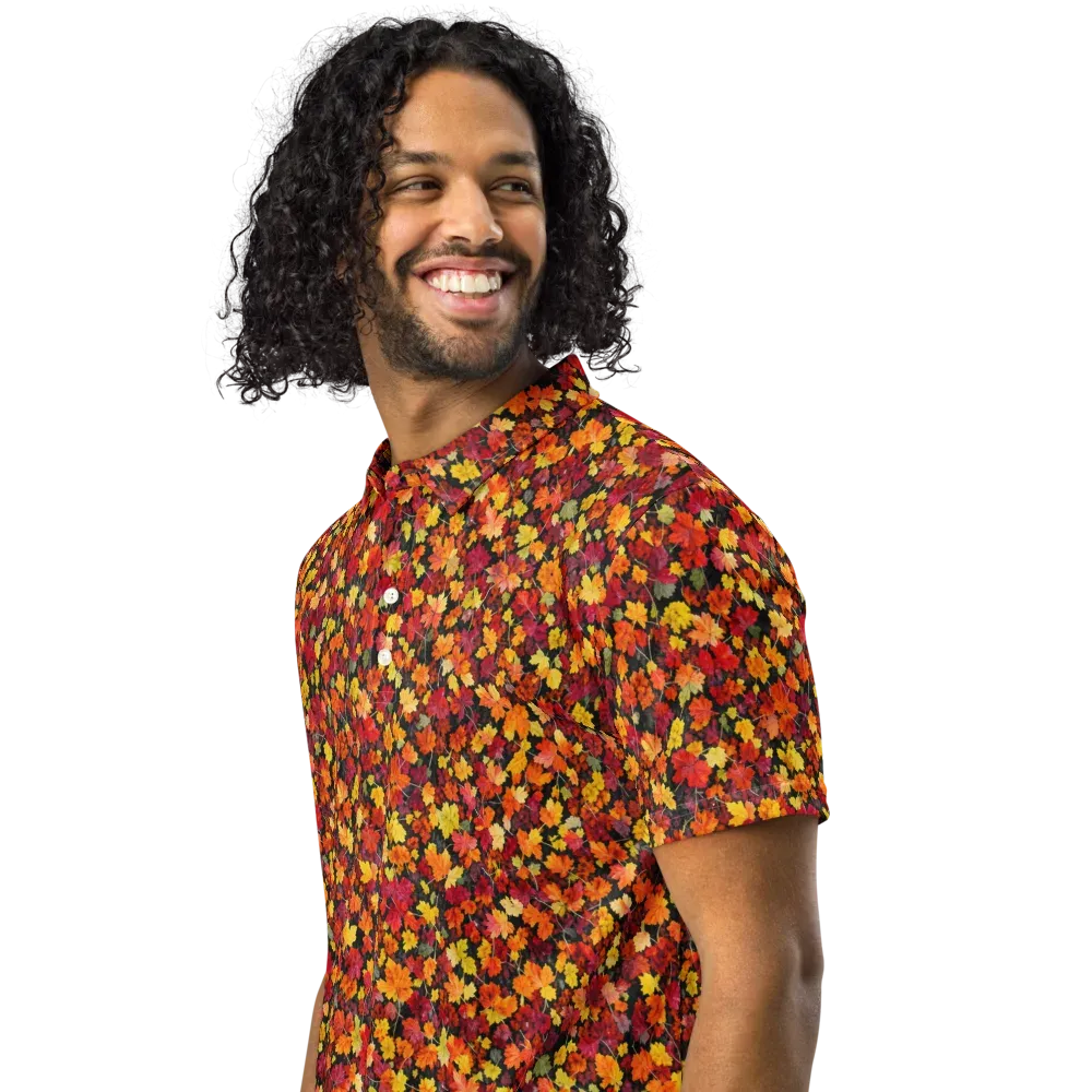Maple Inferno on Men's Slim Fit Polo Shirt — Left Front