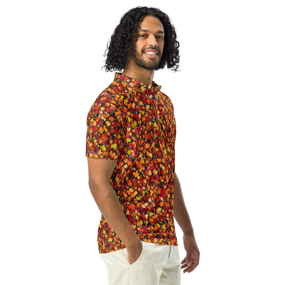 Maple Inferno on Men's Slim Fit Polo Shirt — Right Front