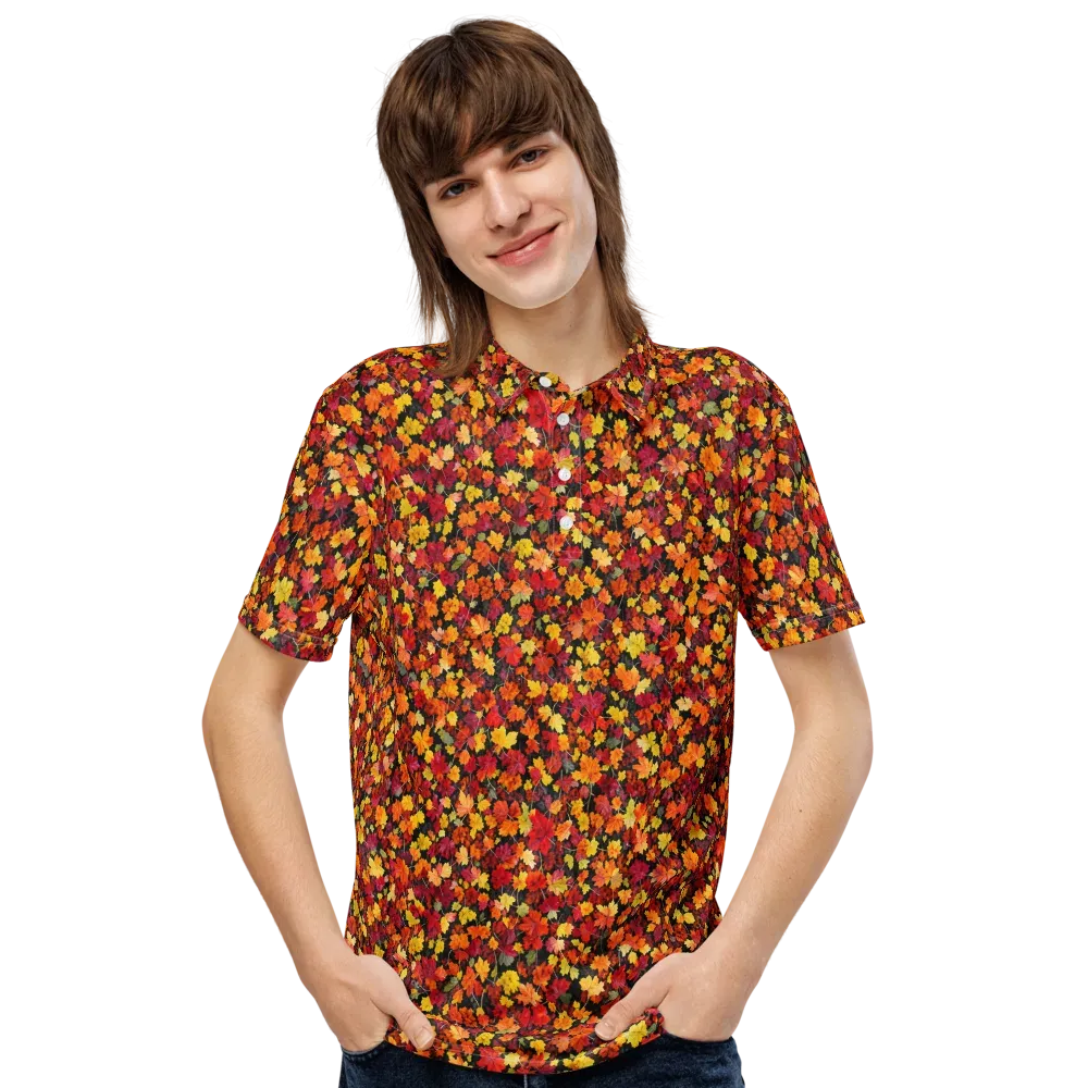 Maple Inferno on Men's Slim Fit Polo Shirt — Front