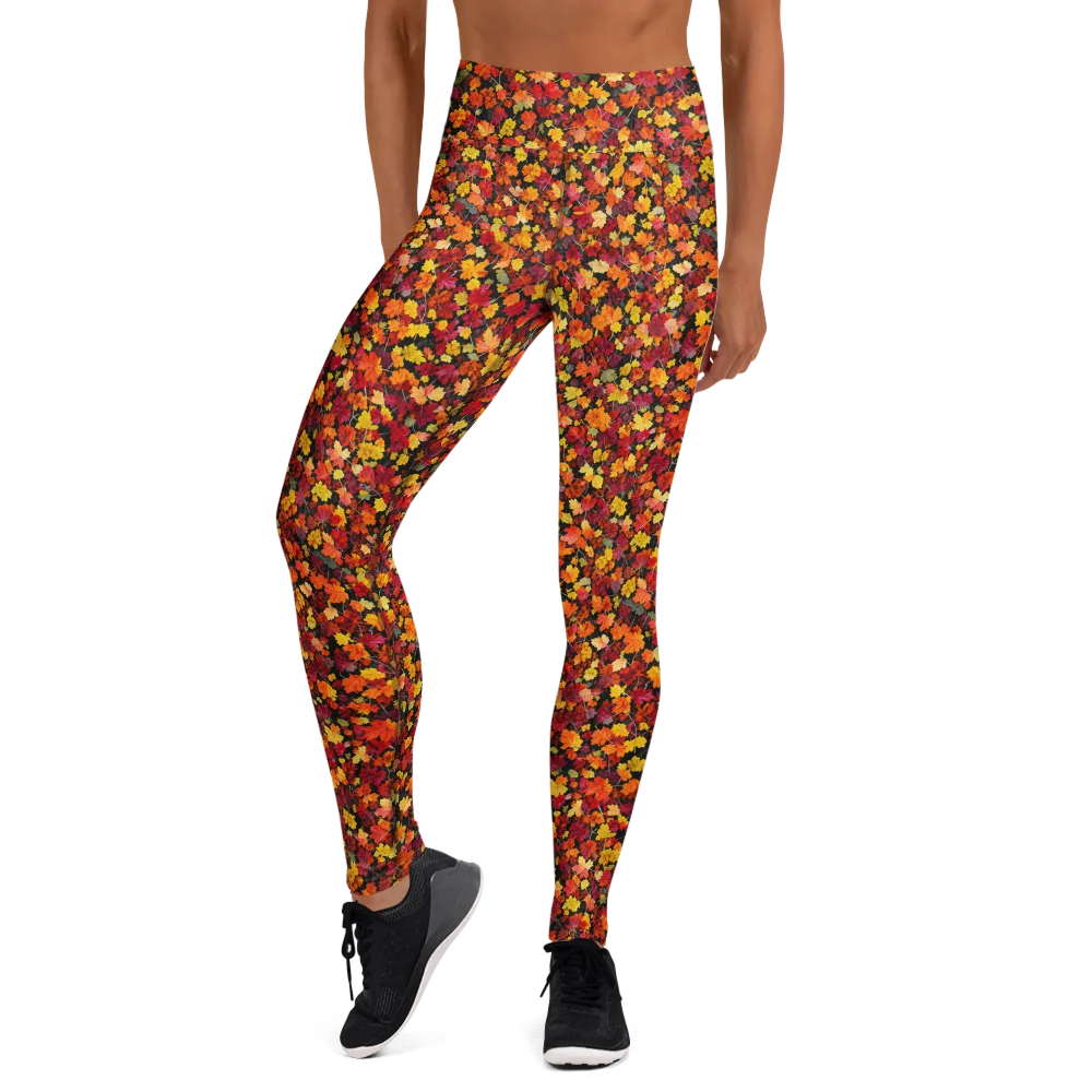 Maple Inferno on Yoga Leggings — Front