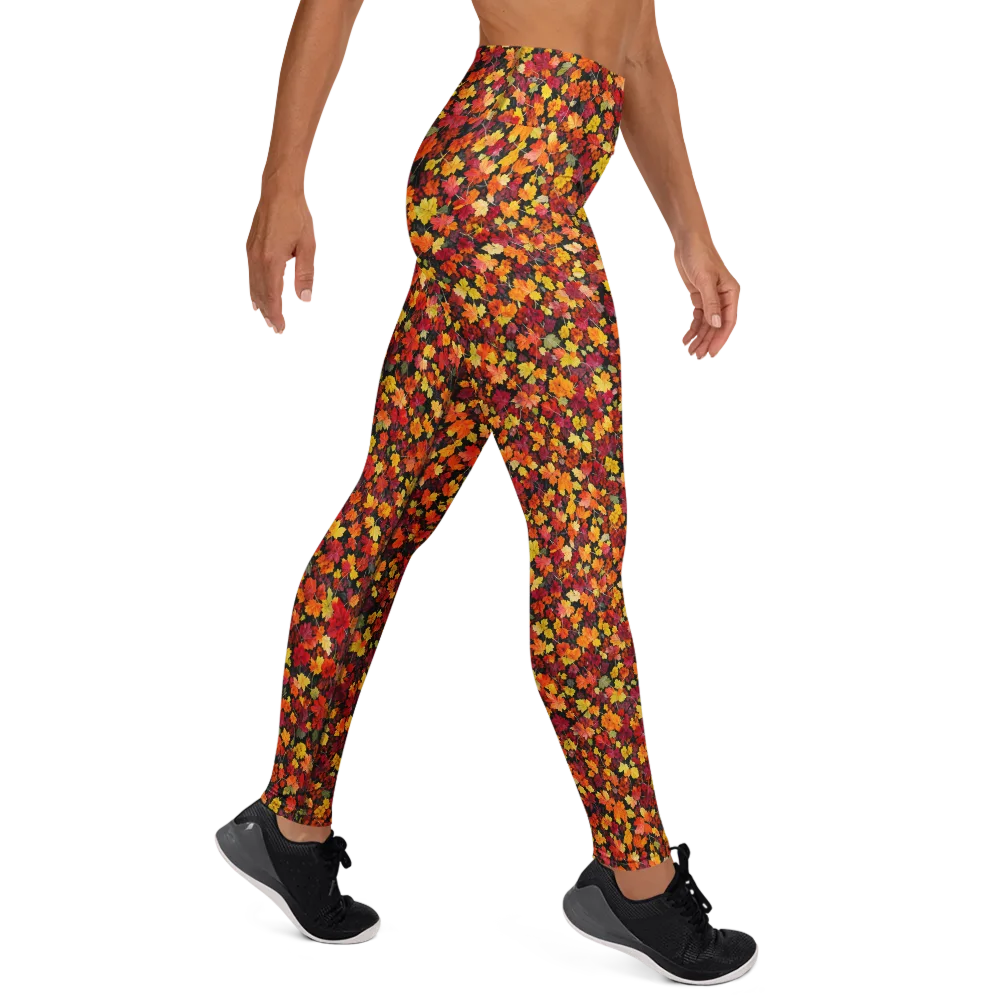 Maple Inferno on Yoga Leggings — Right