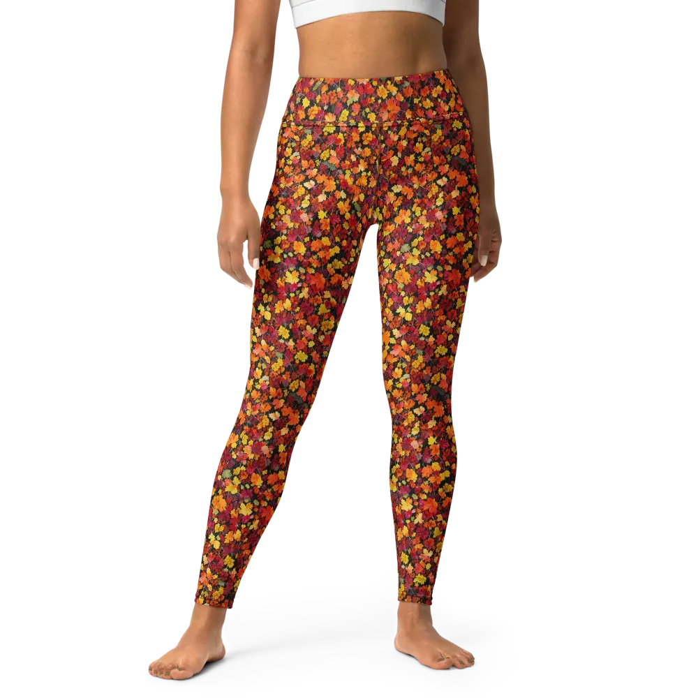 Maple Inferno on Yoga Leggings — Front