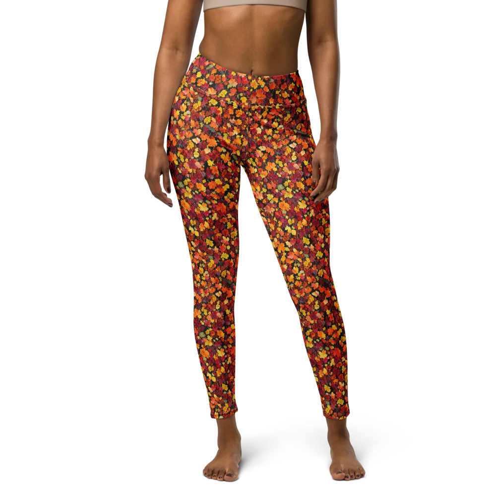 Maple Inferno on Yoga Leggings — Front