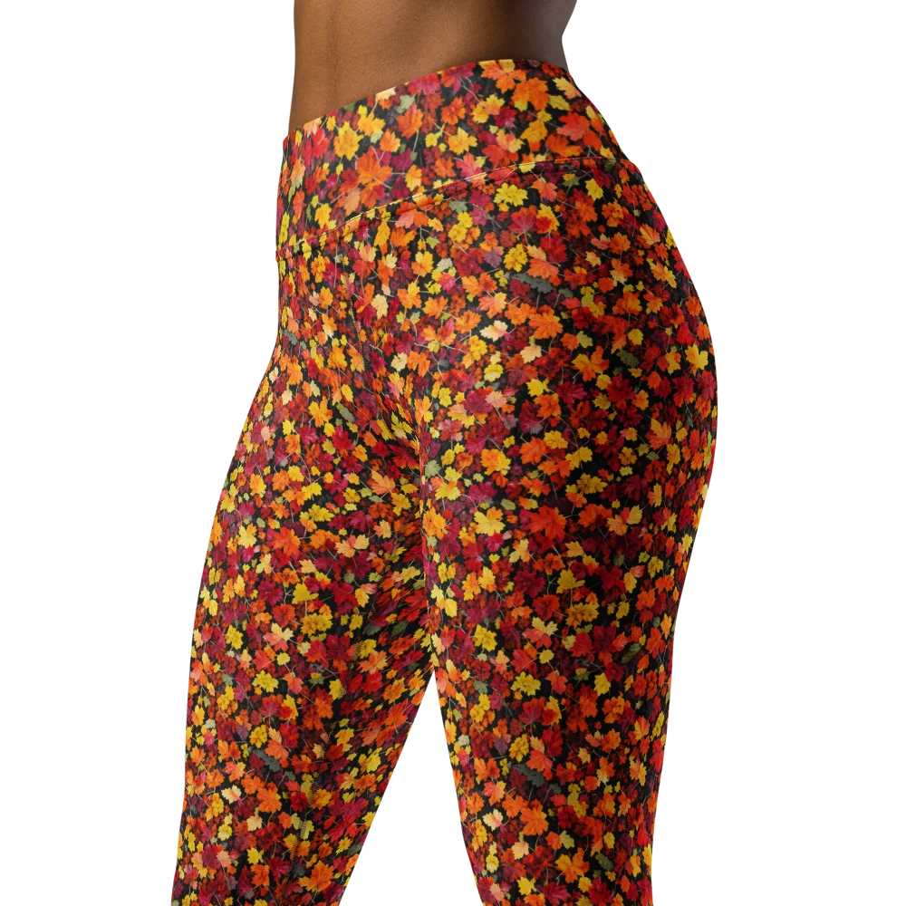 Maple Inferno on Yoga Leggings — Left Front