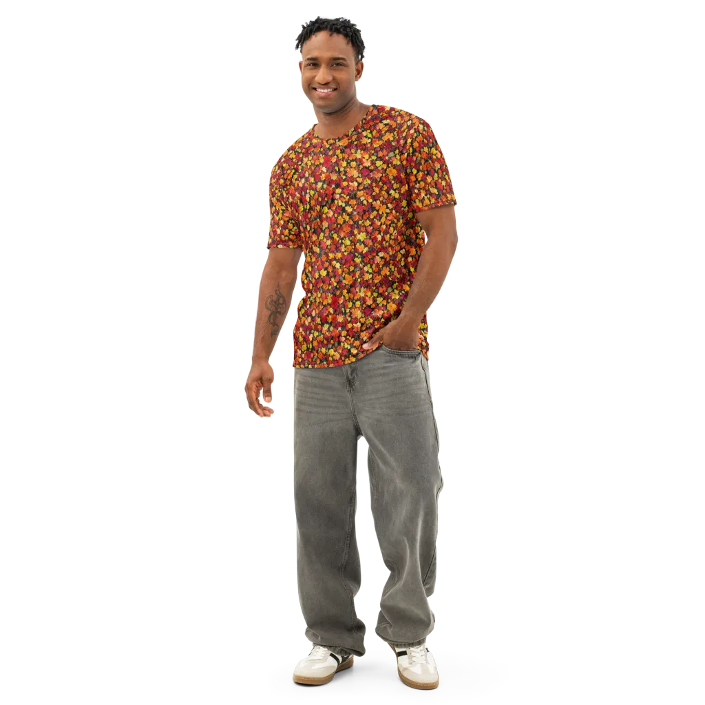 Maple Inferno on Men's Cotton Crew Neck T-Shirt — Front