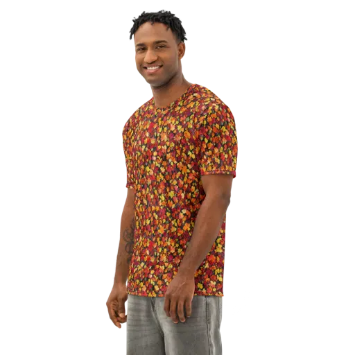 Maple Inferno on a Men's Cotton Crew Neck T-Shirt