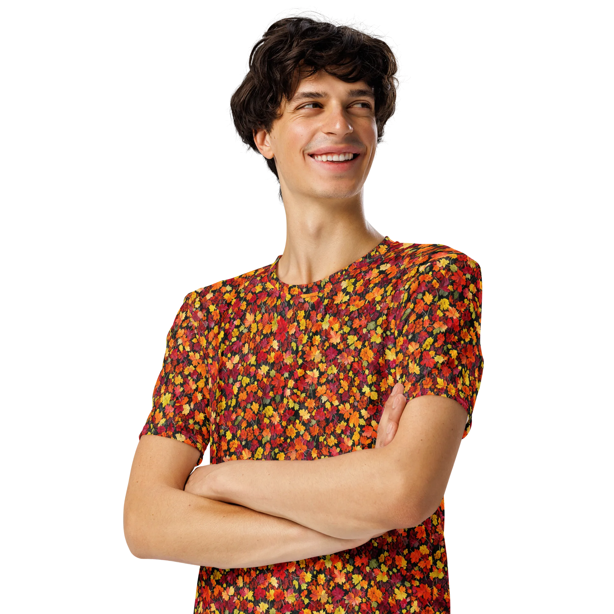 Maple Inferno on Men's Crew Neck T-Shirt — Left Front