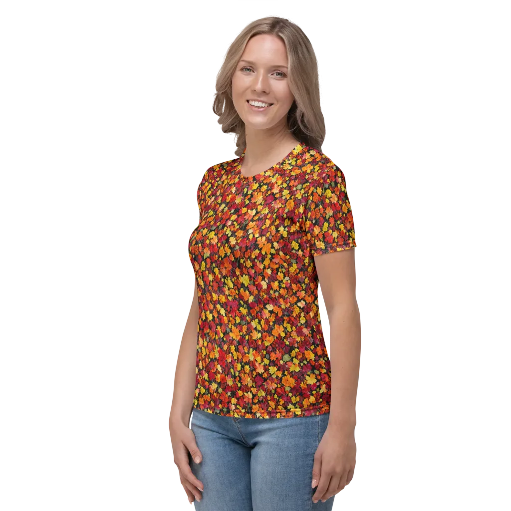 Maple Inferno on Women's Crew Neck T-Shirt — Left
