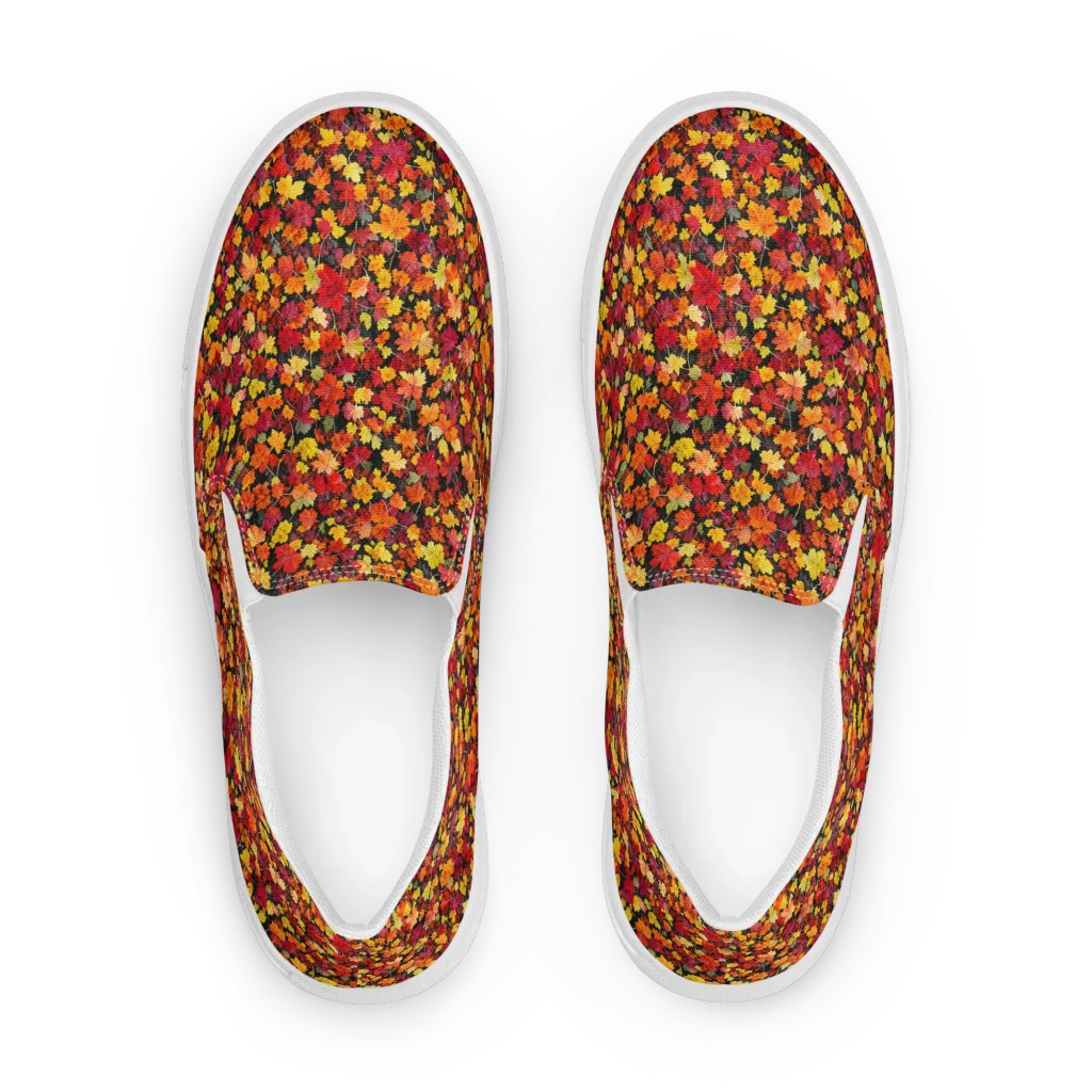 Maple Inferno on Men's Slip-On Canvas Shoes — Front