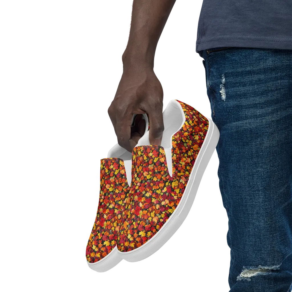 Maple Inferno on Men's Slip-On Canvas Shoes — Left Front