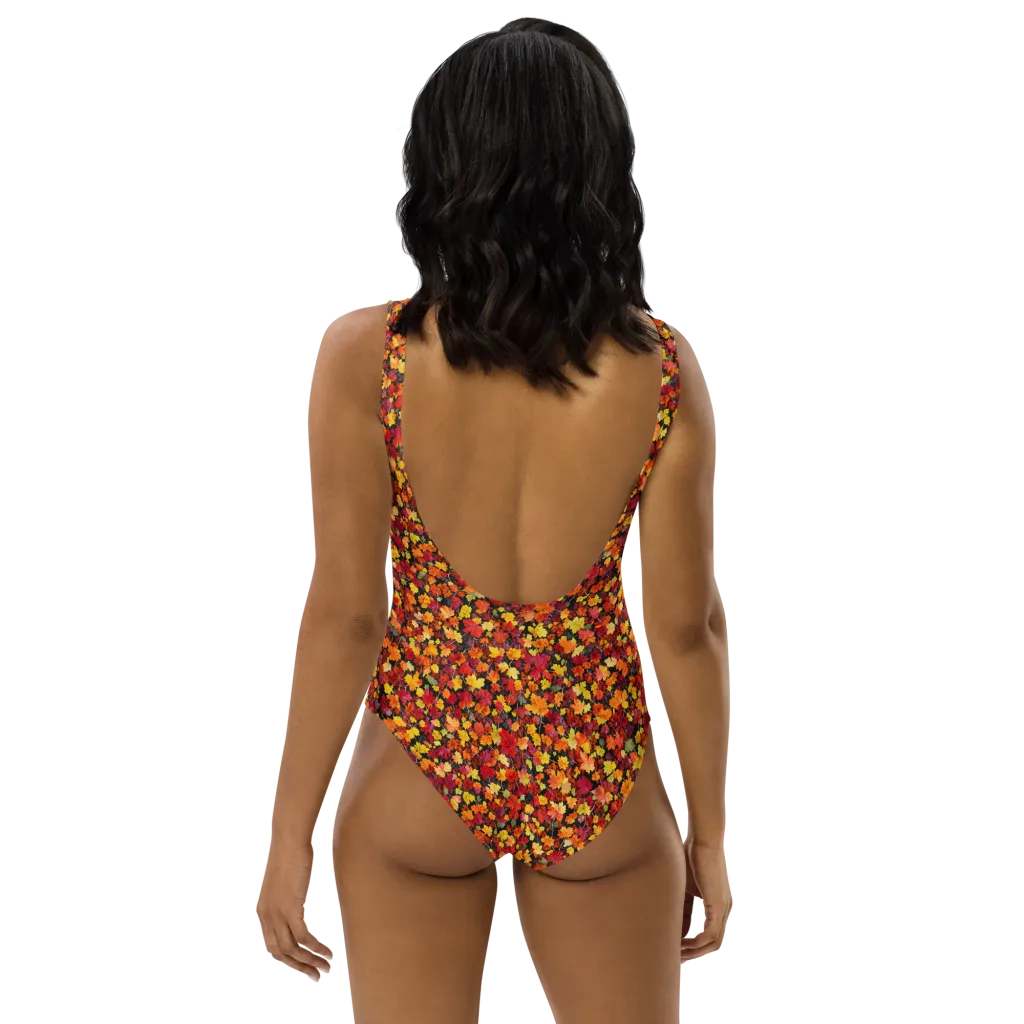 Maple Inferno on One-Piece Swimsuit — Back