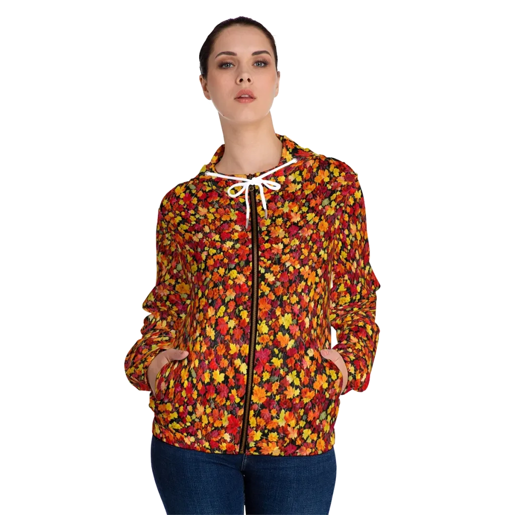 Maple Inferno on Women's Full-Zip Hoodie — Front On Person