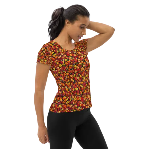 Maple Inferno on a Women's Athletic T-Shirt