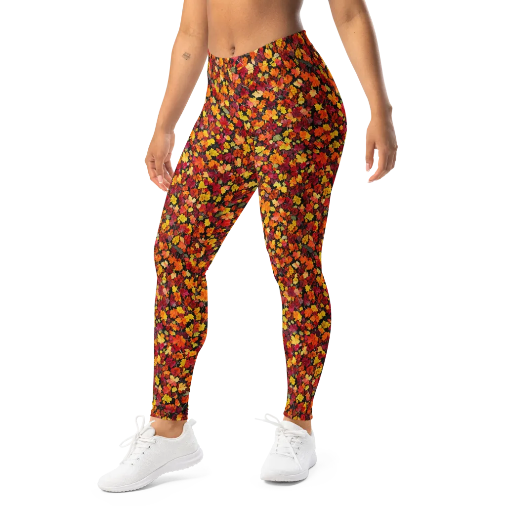 Maple Inferno on Leggings — Left Front