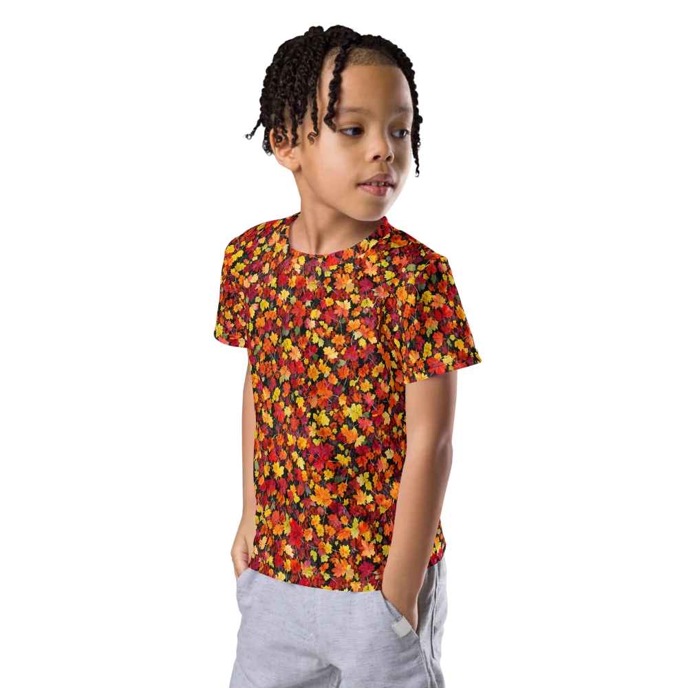 Maple Inferno on Kids Crew Neck T-Shirt — Left Front