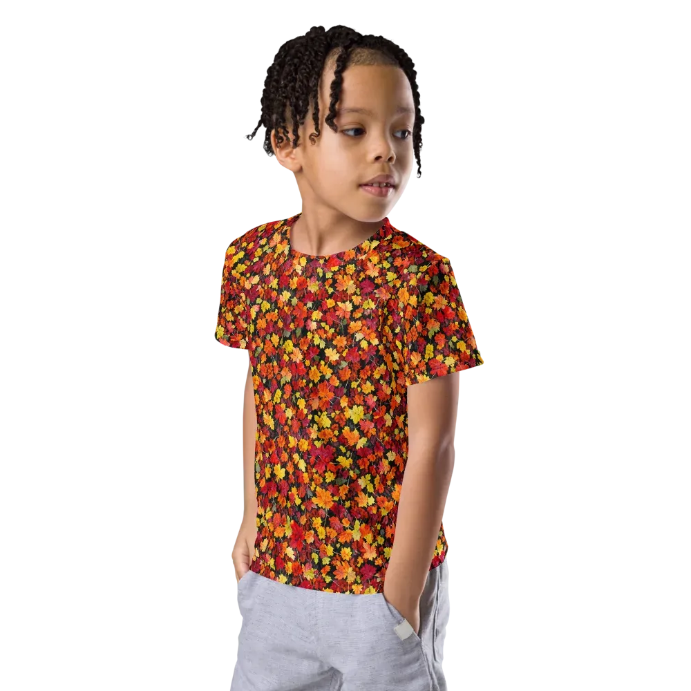 Maple Inferno on Kids Crew Neck T-Shirt — Left Front