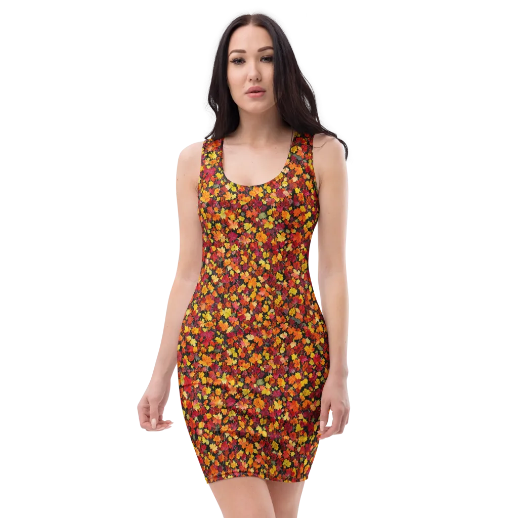 Maple Inferno on Bodycon Dress — Front