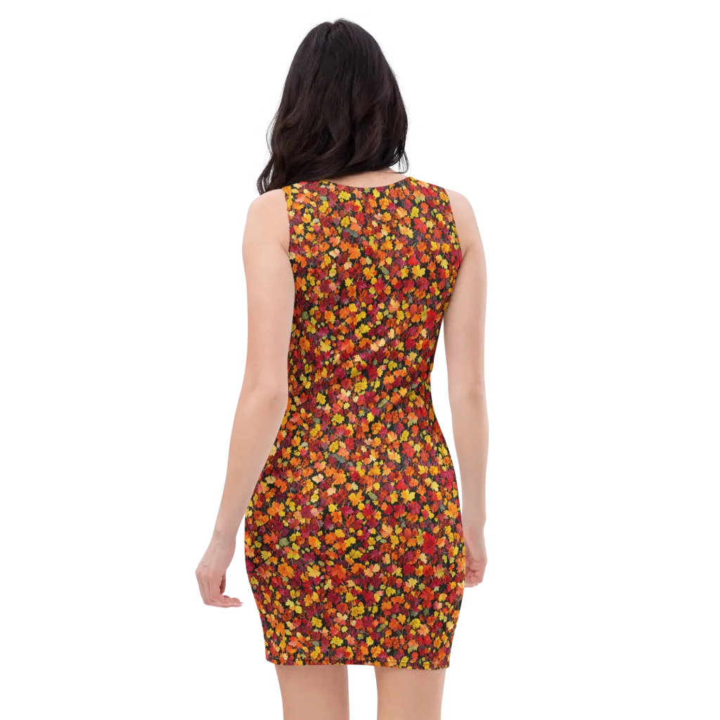 Maple Inferno on Bodycon Dress — Back