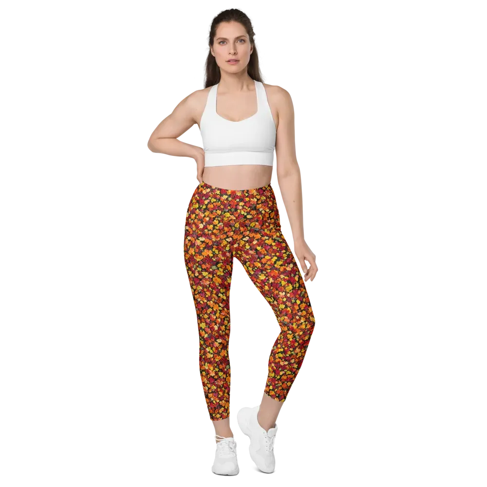 Maple Inferno on Leggings with Pockets — Front