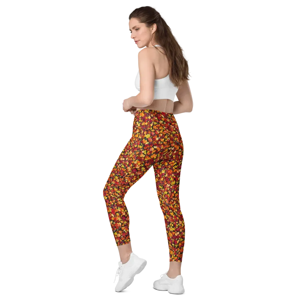 Maple Inferno on Leggings with Pockets — Left Back