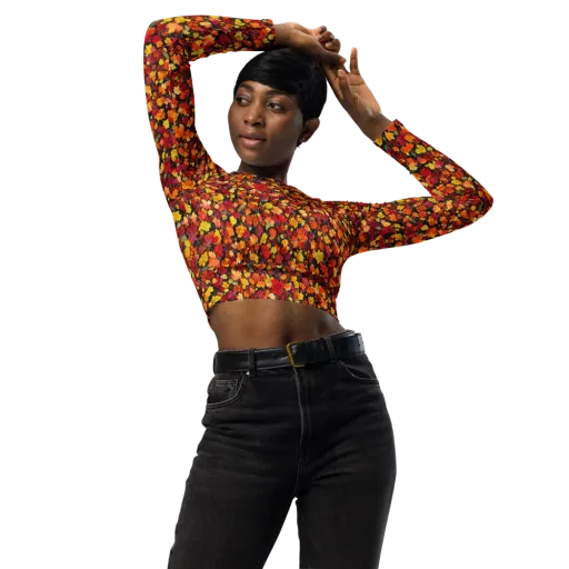 Maple Inferno on a Long Sleeve Crop Top