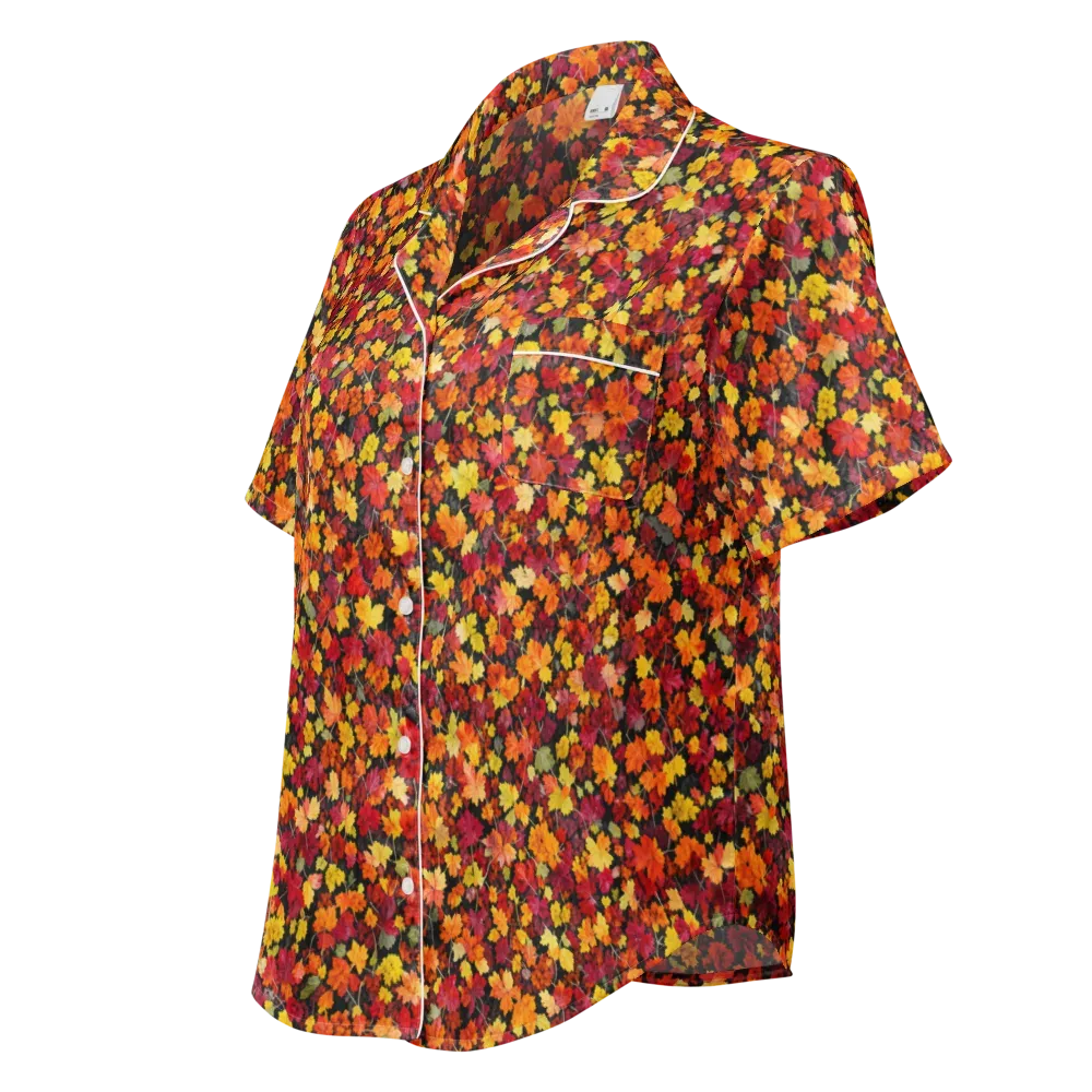 Maple Inferno on Women's Short Sleeve Pajama Top — Left Front