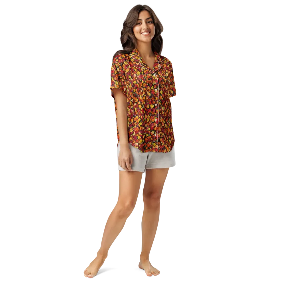 Maple Inferno on Women's Short Sleeve Pajama Top — Front