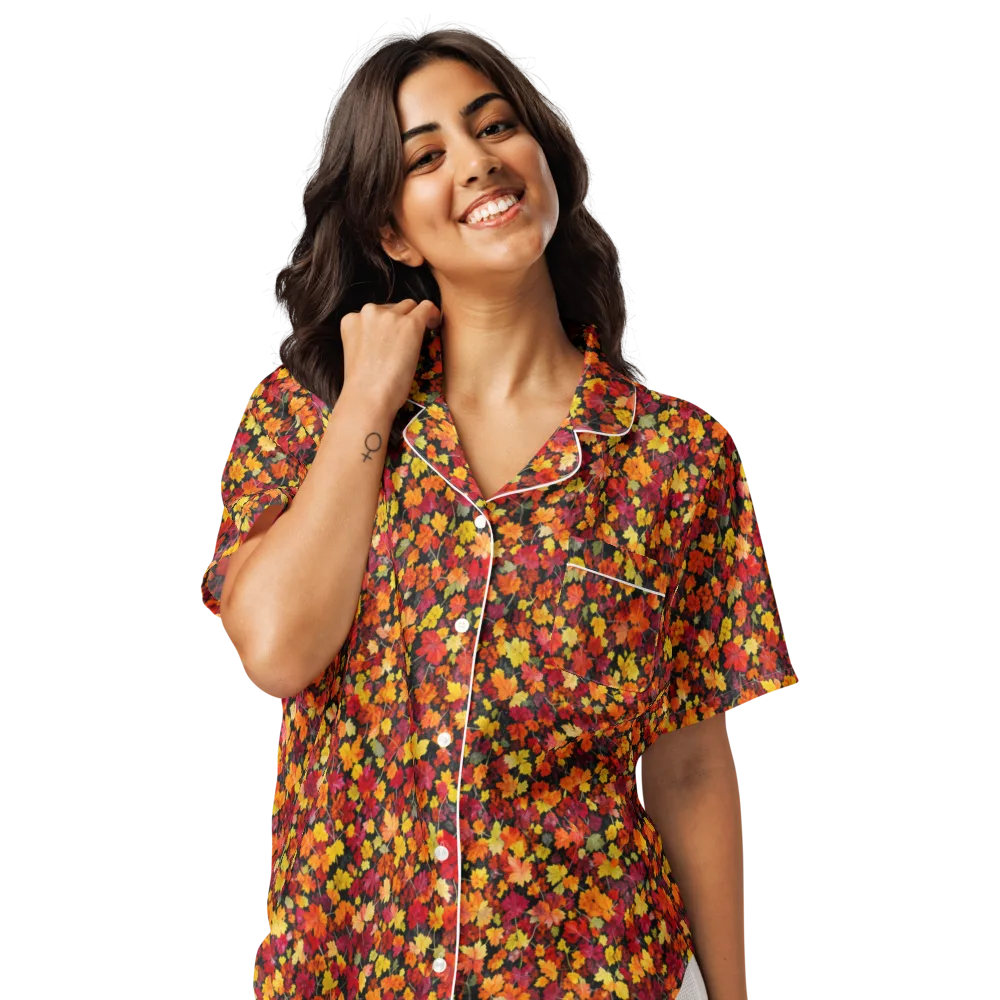 Maple Inferno on Women's Short Sleeve Pajama Top — Front