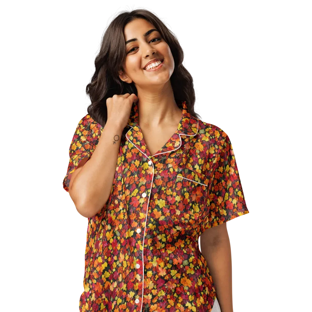 Maple Inferno on Women's Short Sleeve Pajama Top — Front