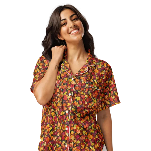 Maple Inferno on a Women's Short Sleeve Pajama Top
