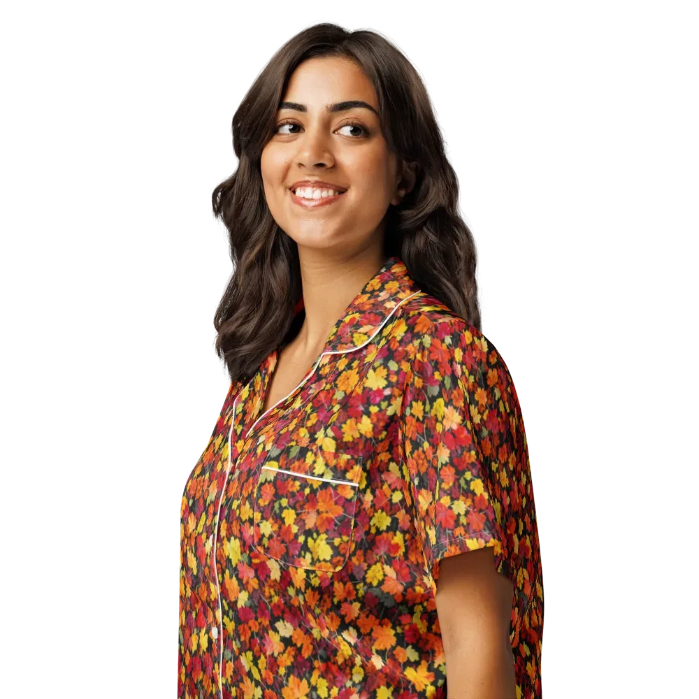 Maple Inferno on Women's Short Sleeve Pajama Top — Left Front