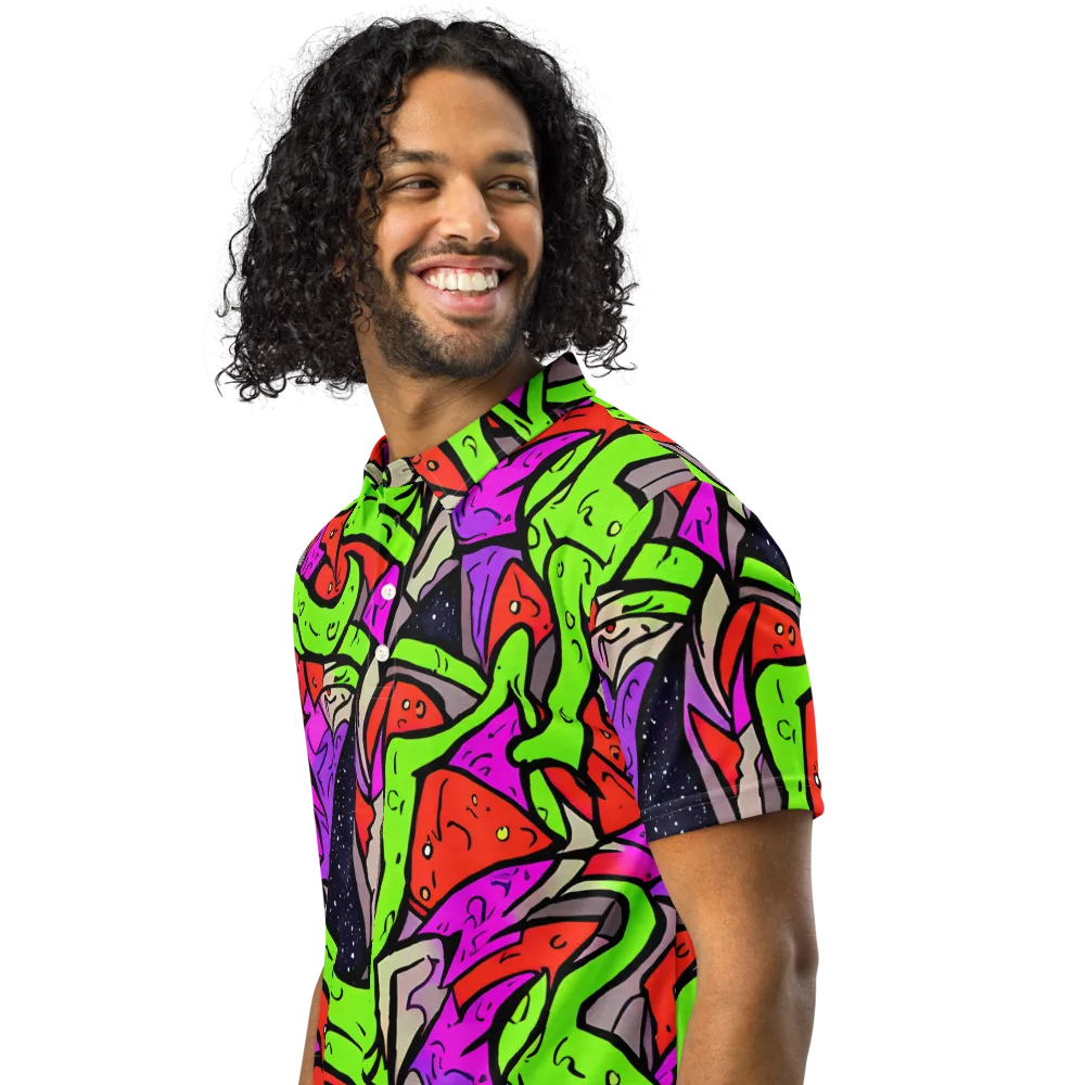 Luminous Depths on Men's Slim Fit Polo Shirt — Left Front