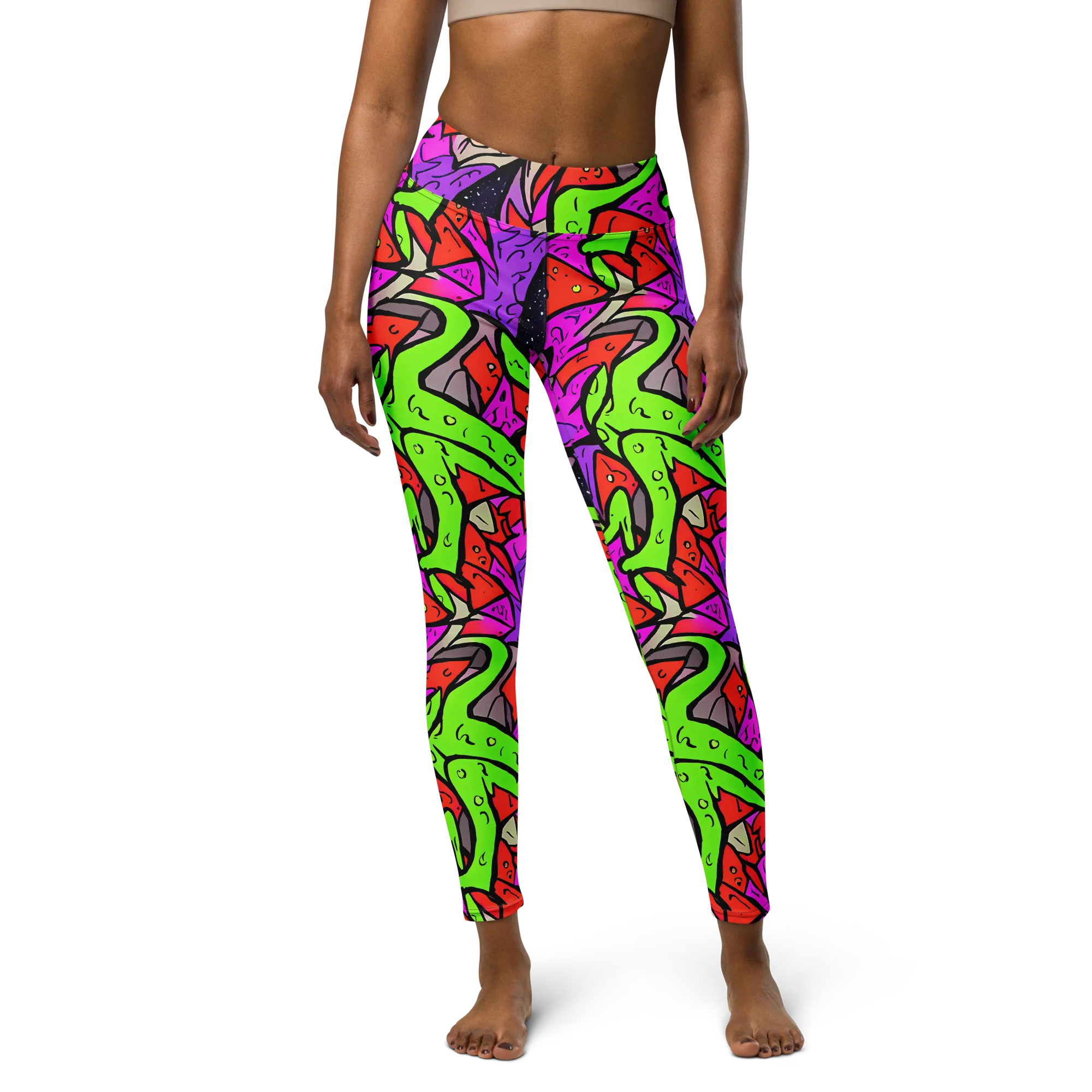 Luminous Depths on Yoga Leggings — Front