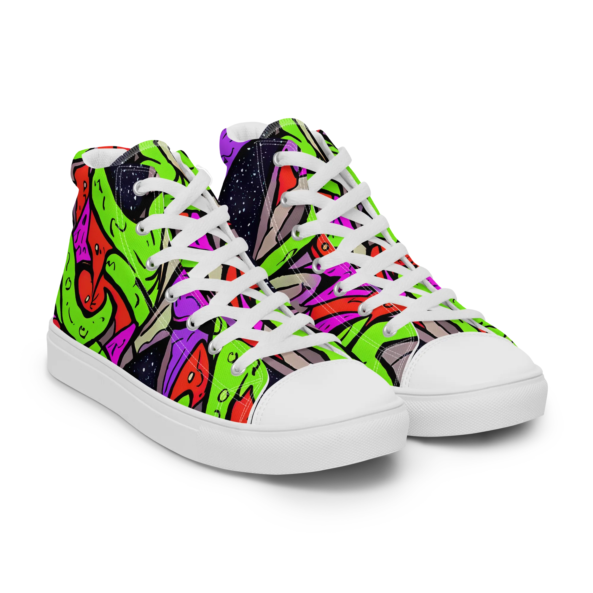 Luminous Depths on Men's High Top Canvas Shoes — Right Front