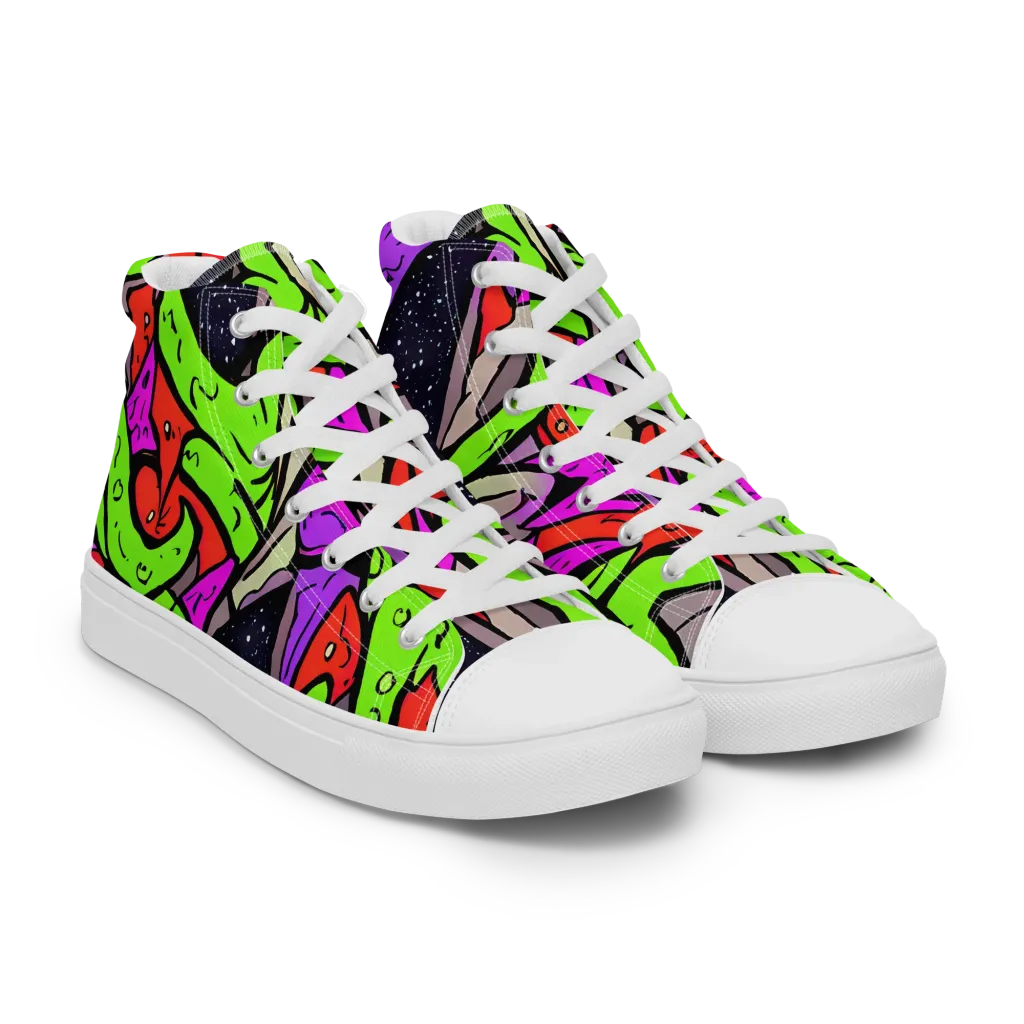 Luminous Depths on Men's High Top Canvas Shoes — Right Front