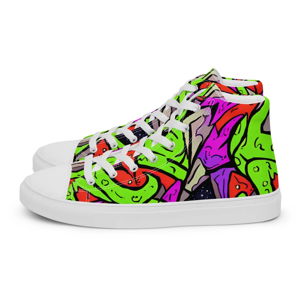 Luminous Depths on Men's High Top Canvas Shoes — Left