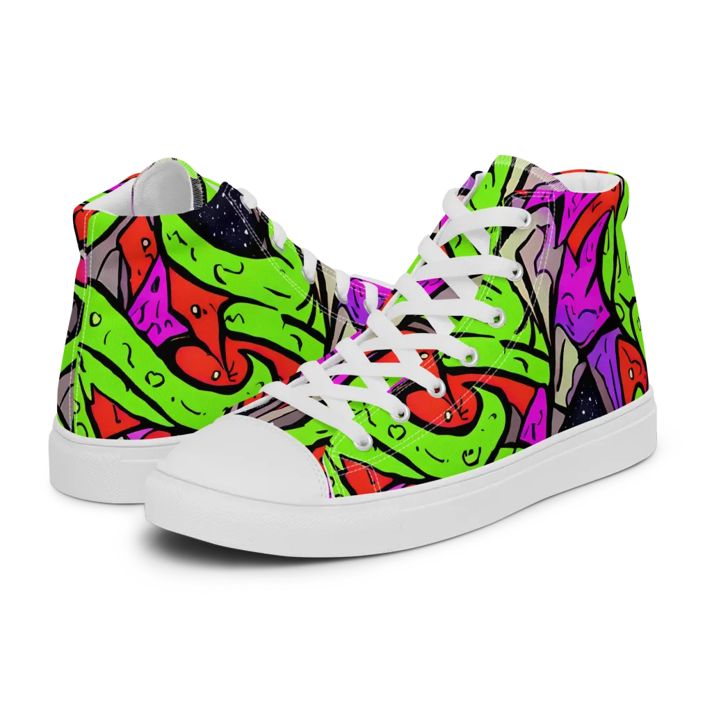 Luminous Depths on Men's High Top Canvas Shoes — Left