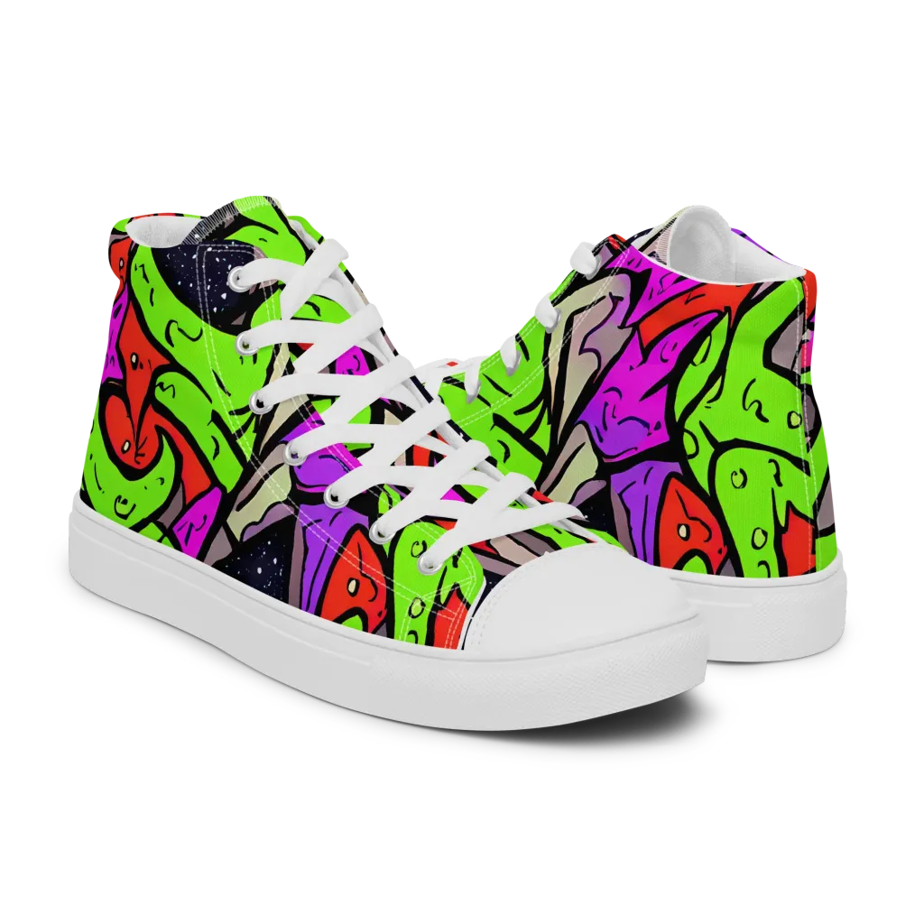 Luminous Depths on Men's High Top Canvas Shoes — Right